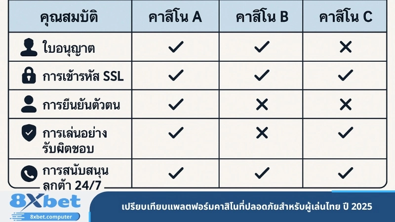 เปรียบเทียบแพลตฟอร์มคาสิโนที่ปลอดภัยสำหรับผู้เล่นไทย ปี 2025
